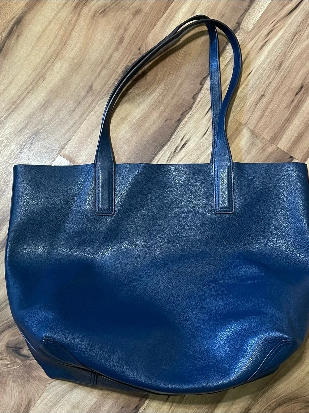 Kate Spade New York Reversible Metallic Pink / Navy Leather Tote Bag Large